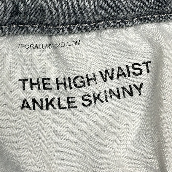 NWOT 7 For All Mankind The High Waist Ankle Skinny Denim Jeans Gray Raw Hem 27 - Picture 14 of 16